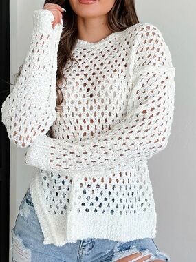 NanaMacs Open Knit Sweater - White